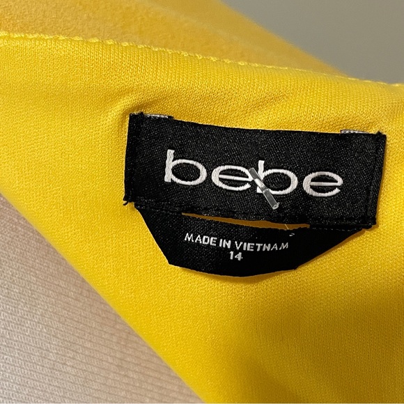 Bebe Scuba Crepe Halter Twist Neck Gown Maxi Sleeveless Womens Yellow 14 - Picture 7 of 9